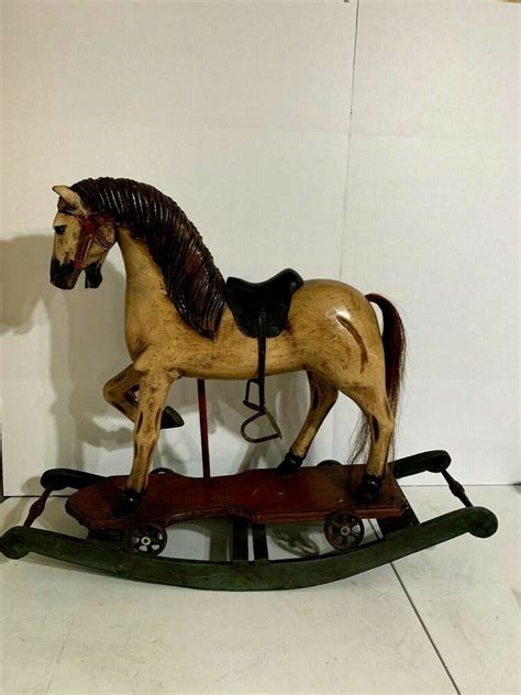 Rocking Horse With Wheels Antique 